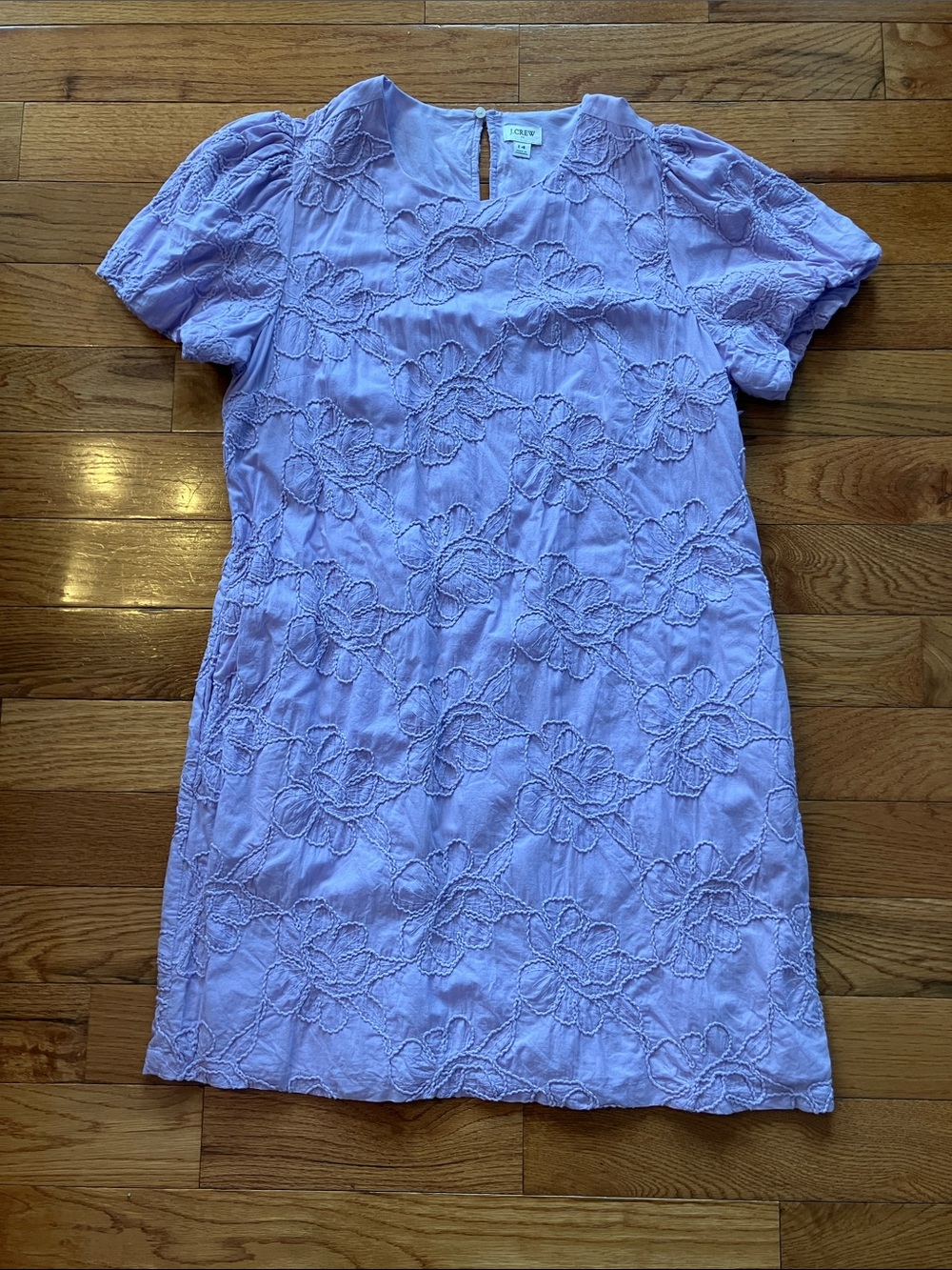 J. Crew Factory - Women’s Lavender Purple Puff Sleeve Textured Cotton Dress - 14